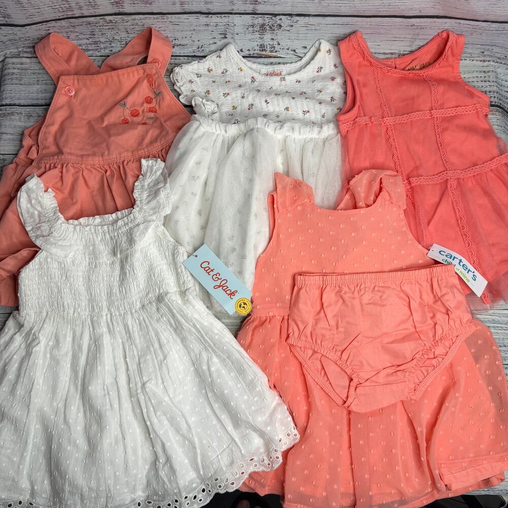 Baby Girls 12M Dress Lot 5 Carter's Genuine Kids Cat & Jack Spring Summer